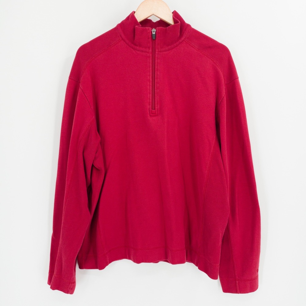 Cutter & Buck Quarter Zip Pullover Mens XL Red Organic Cotton Ribbed Gorpcore
